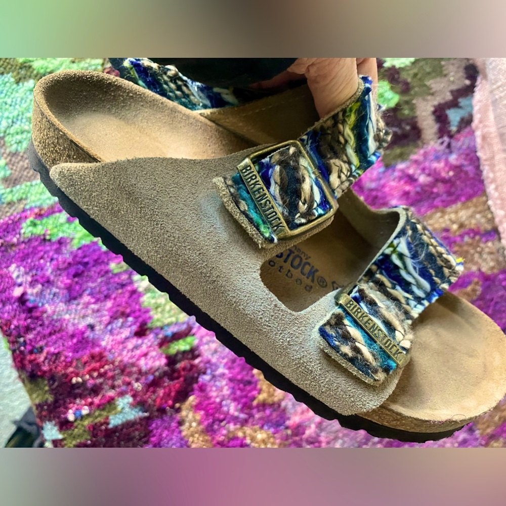 Birkenstock Tan Suede with Unique Woven Detail Sz 37 L6 - Picture 2 of 8
